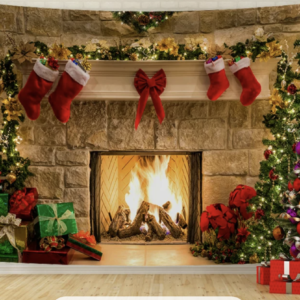 ASD 200x150cm Durable Fabric Christmas Fireplace Photography Backdrop No Wrinkles Interior Vintage Xmas Tree Stockings Party Bac